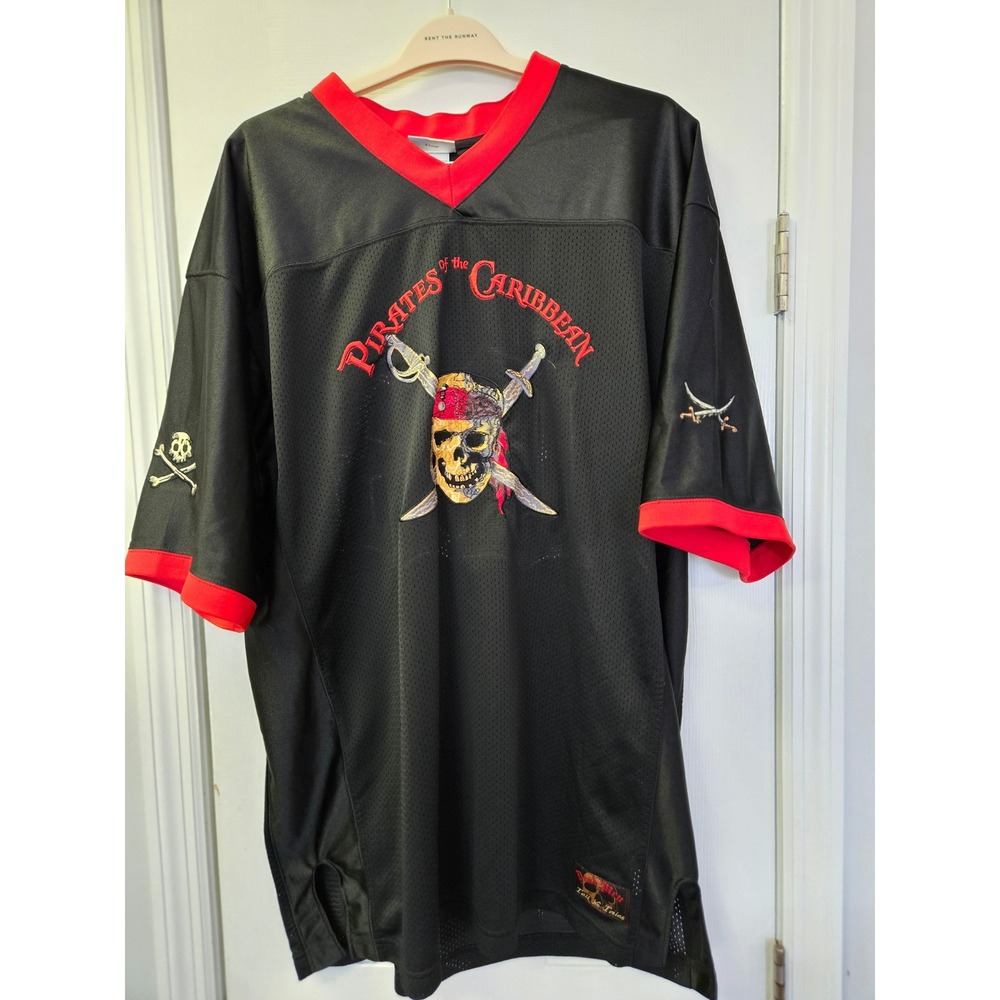 Disney Pirates of the Caribbean Captain Jack 03 Jersey Black Red Mesh XL